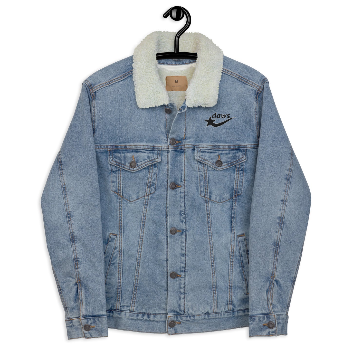 Daws Logo Unisex denim sherpa jacket