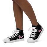 Daws star pink plaid Women’s high top canvas shoes