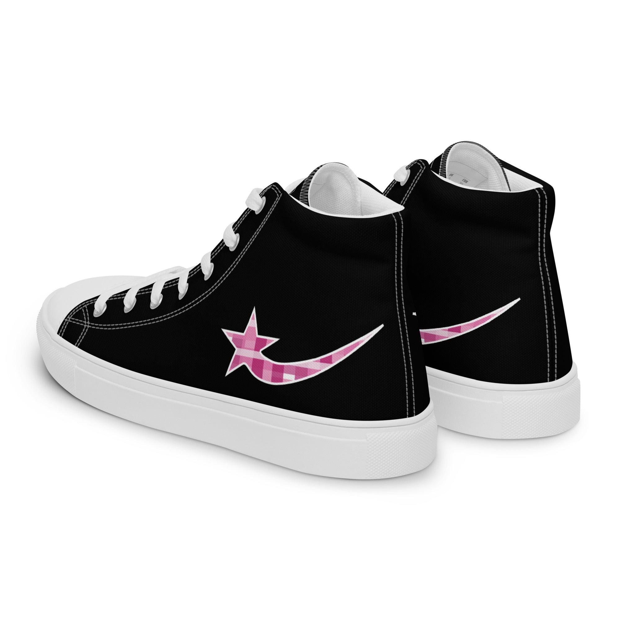 Daws star pink plaid Women’s high top canvas shoes