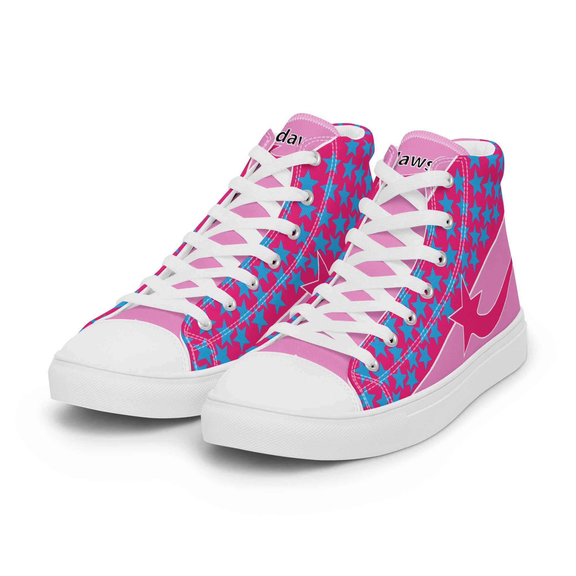 Daws Pink slant stars Women’s high top canvas shooting star shoes