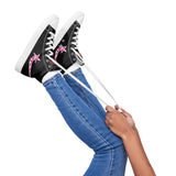 Daws star pink plaid Women’s high top canvas shoes