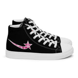 Daws star pink plaid Women’s high top canvas shoes