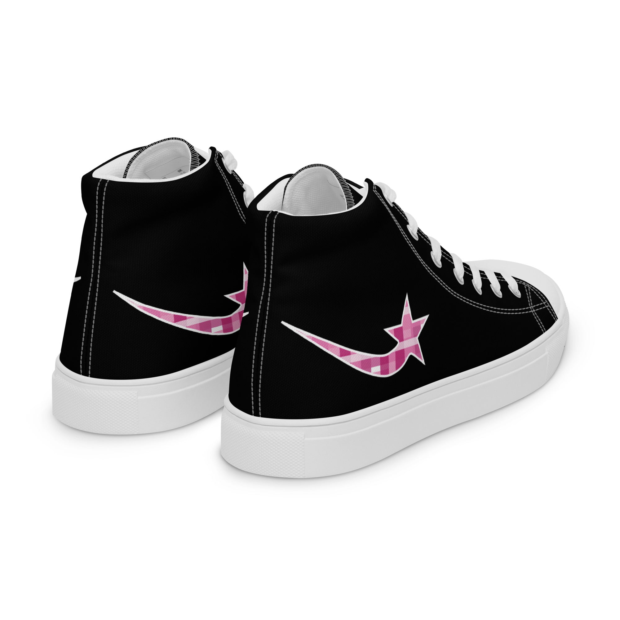 Daws star pink plaid Women’s high top canvas shoes