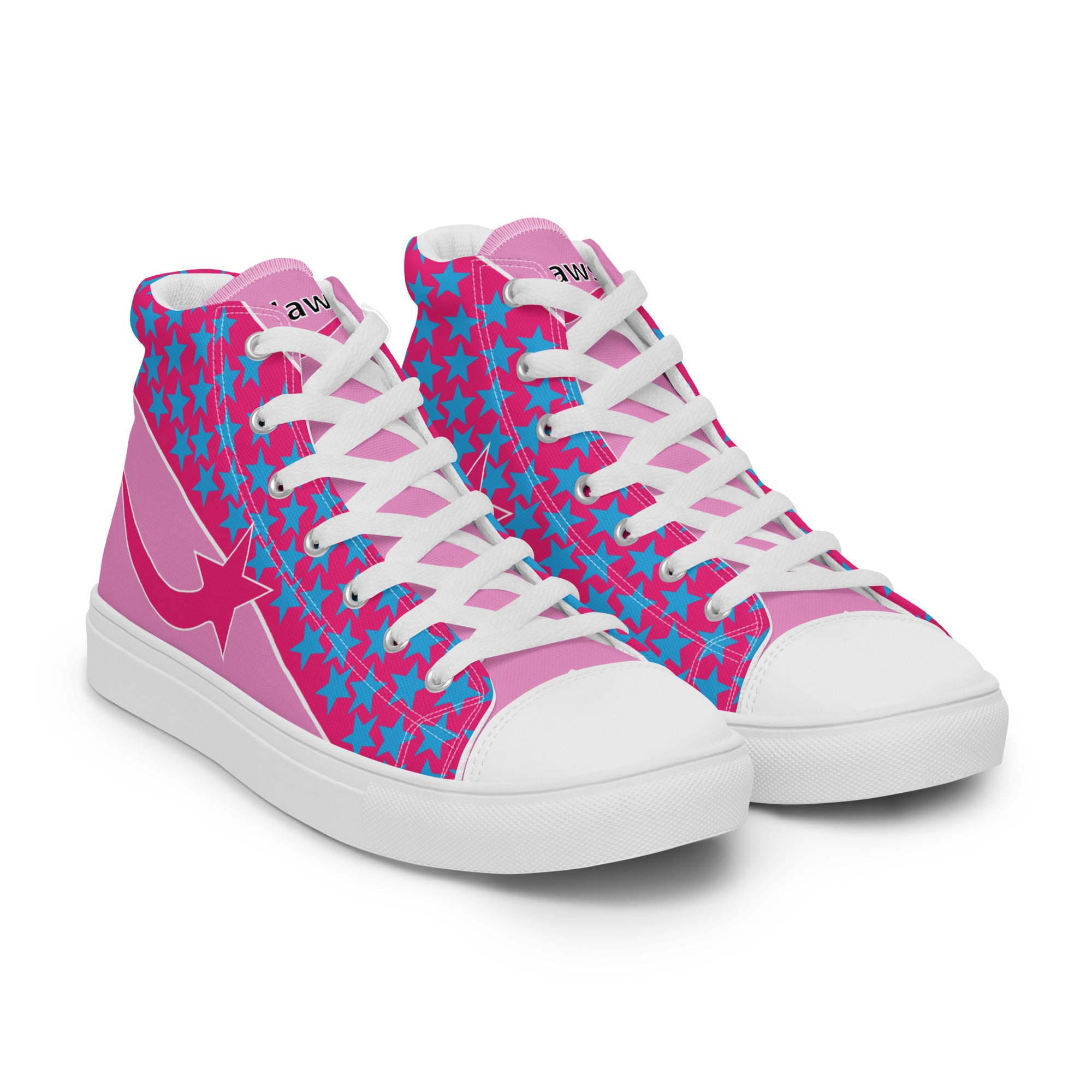 Daws Pink slant stars Women’s high top canvas shooting star shoes