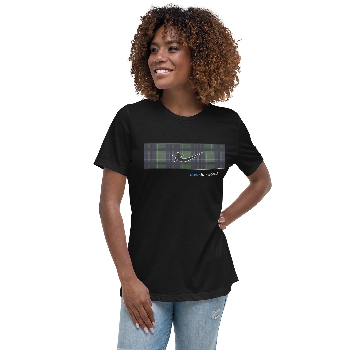 Daws logo plaid accent Women's Relaxed T-Shirt