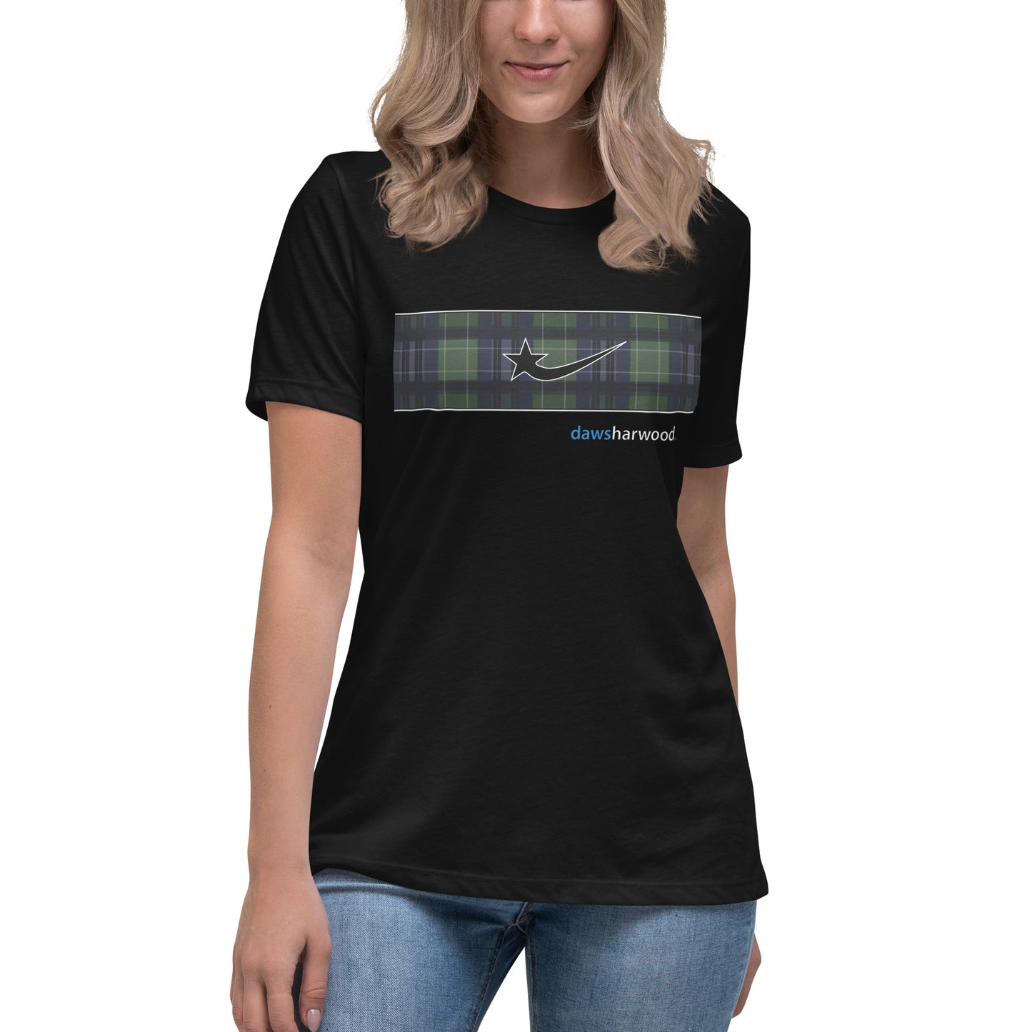 Daws logo plaid accent Women's Relaxed T-Shirt