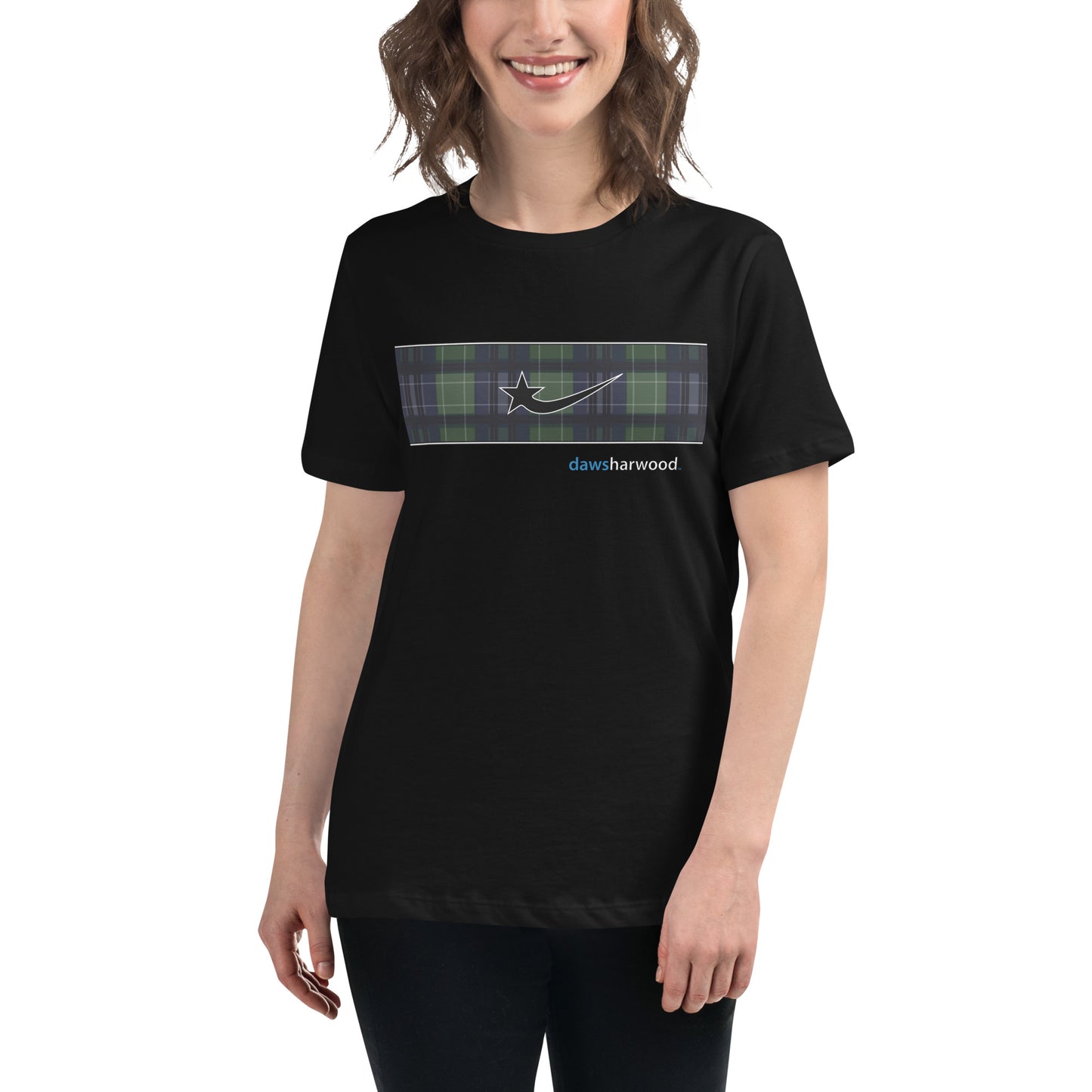 Daws logo plaid accent Women's Relaxed T-Shirt