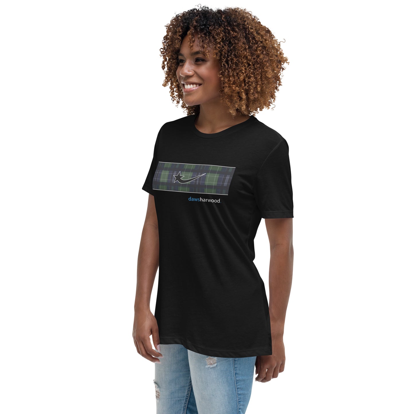 Daws logo plaid accent Women's Relaxed T-Shirt