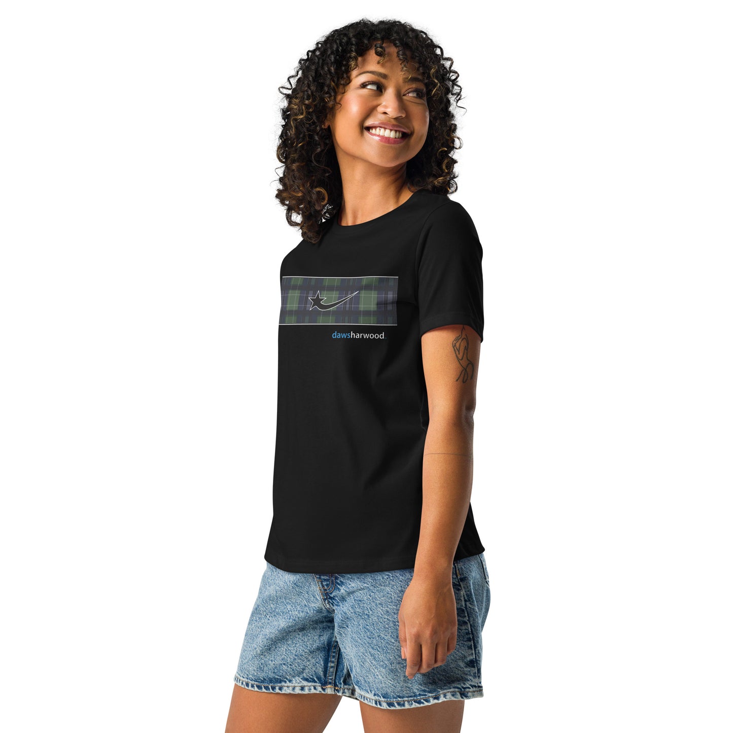 Daws logo plaid accent Women's Relaxed T-Shirt