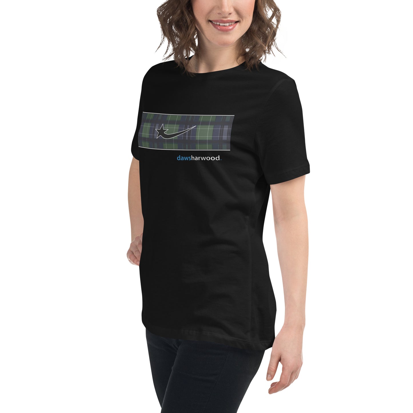 Daws logo plaid accent Women's Relaxed T-Shirt