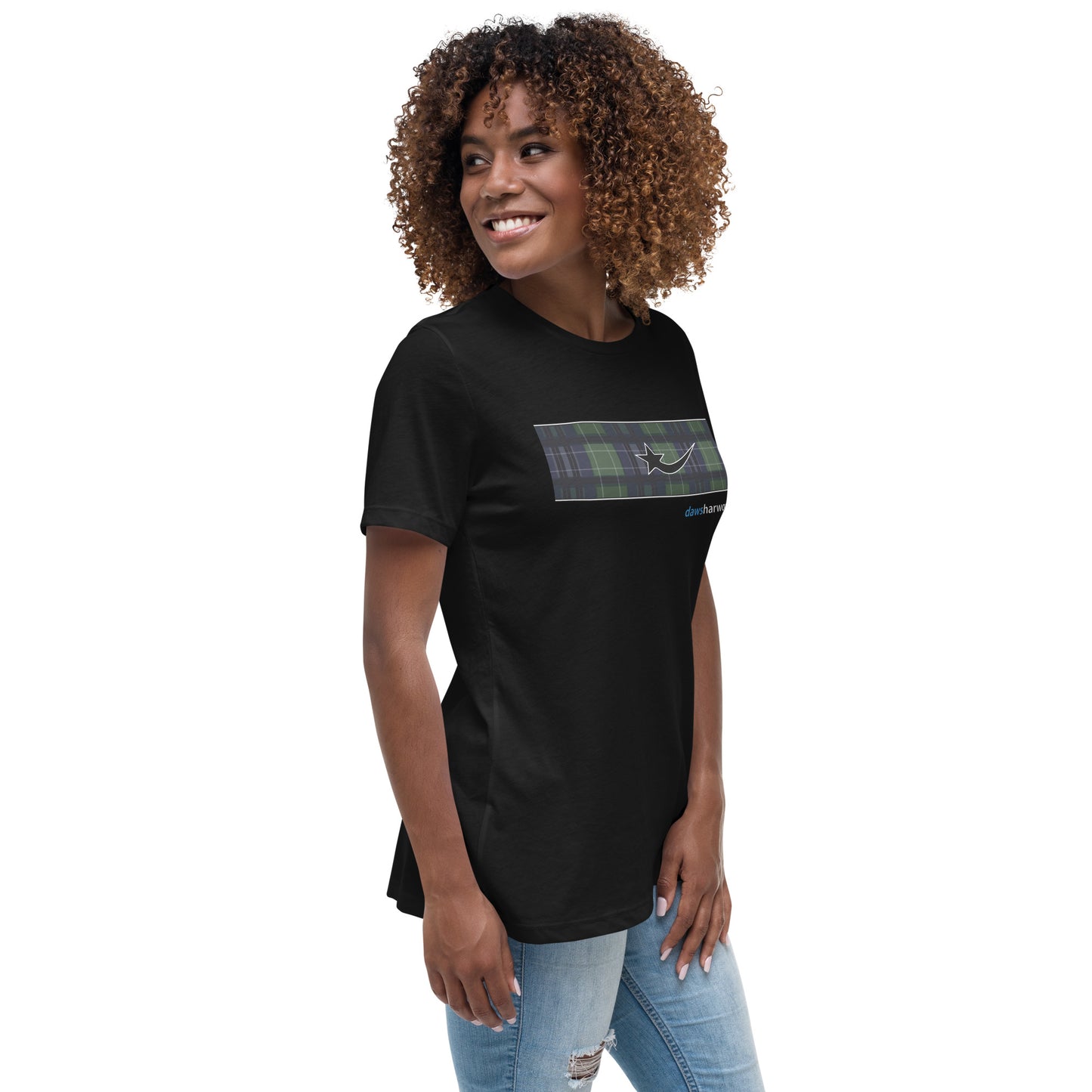 Daws logo plaid accent Women's Relaxed T-Shirt