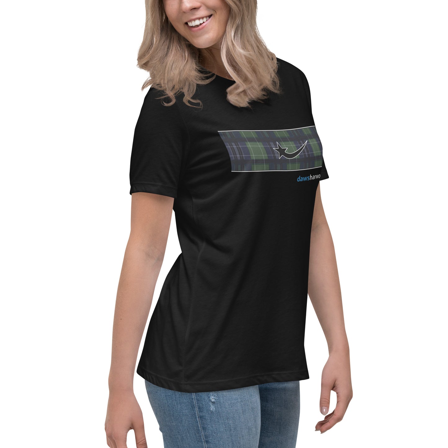 Daws logo plaid accent Women's Relaxed T-Shirt