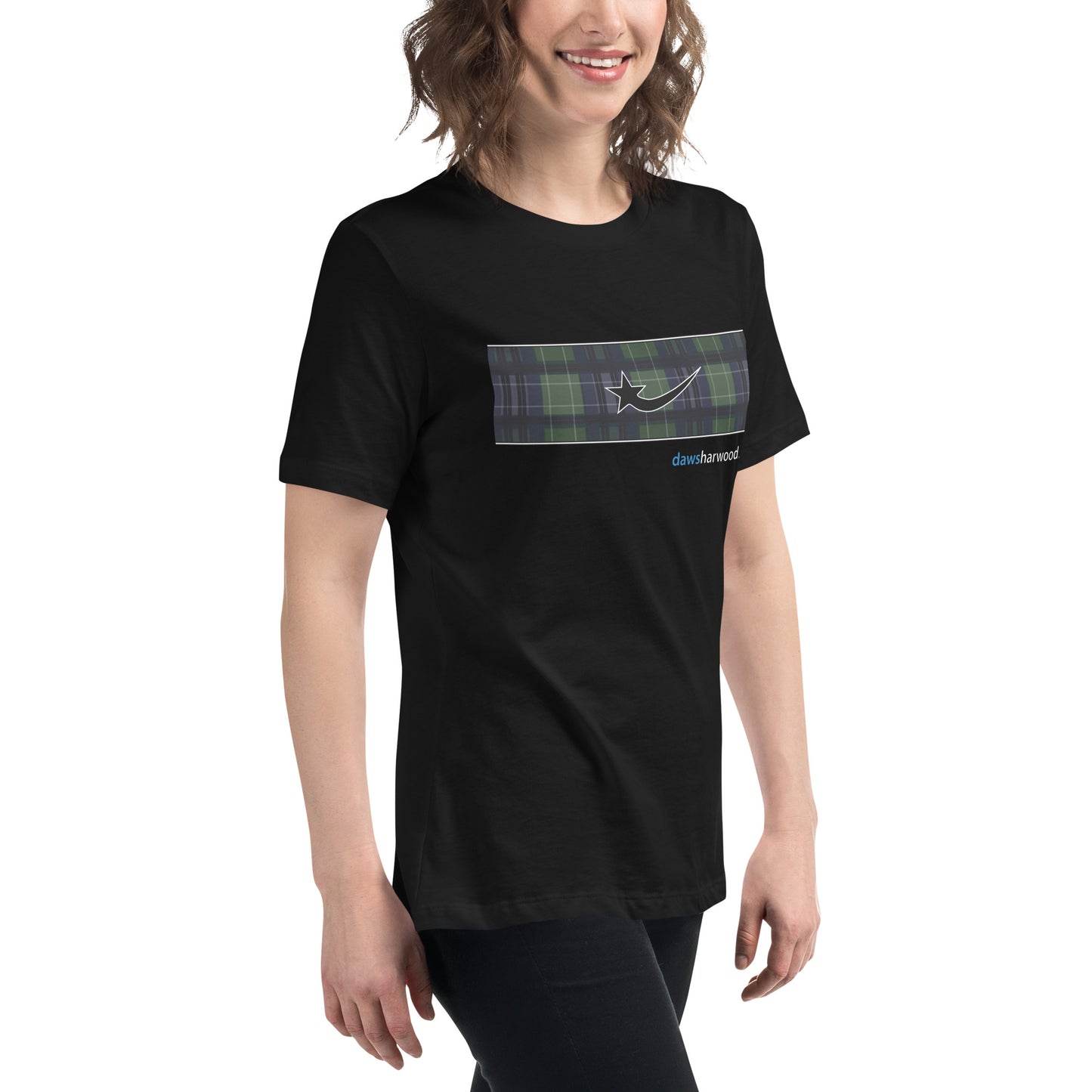 Daws logo plaid accent Women's Relaxed T-Shirt