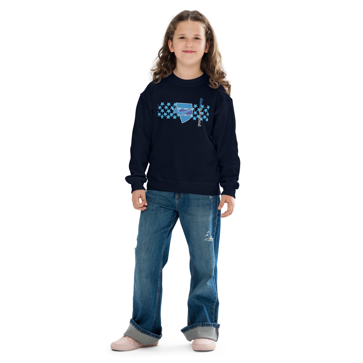 Daws logo star accent Youth crewneck sweatshirt